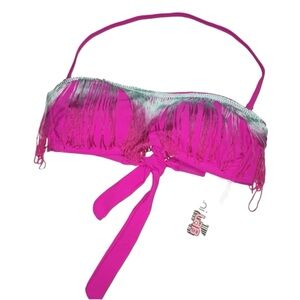 NEW The Bikini Lab Fringe Bandeau Bikini Top size S Pink